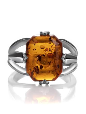 Sterling Silver Ring With Faceted Amber The Jazz, Ring Size: 5.5 / 16, image , picture 5