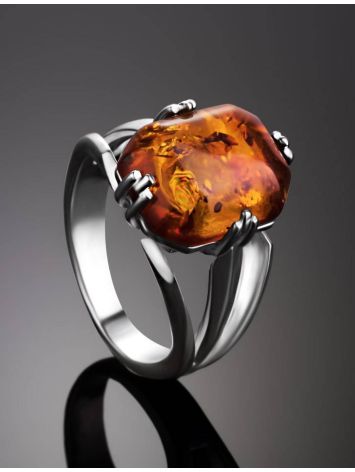 Sterling Silver Ring With Faceted Amber The Jazz, Ring Size: 5.5 / 16, image , picture 3