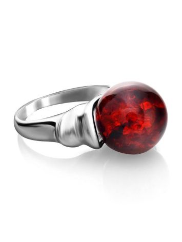 Sterling Silver Ring With Cherry Amber The Saturn, Ring Size: 10 / 20, image , picture 4