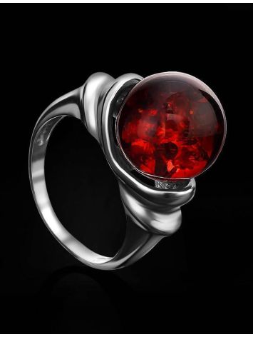 Sterling Silver Ring With Cherry Amber The Saturn, Ring Size: 10 / 20, image , picture 2