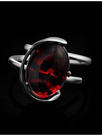 Adjustable Sterling Silver Ring With Cherry Amber The Vivaldi, Ring Size: Adjustable, image , picture 2