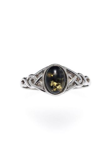 Romantic Silver Ring With Green Amber The Freya, Ring Size: 11 / 20.5, image , picture 3