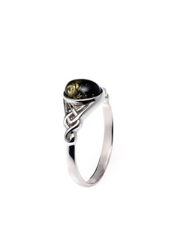 Romantic Silver Ring With Green Amber The Freya, Ring Size: 11 / 20.5, image , picture 4