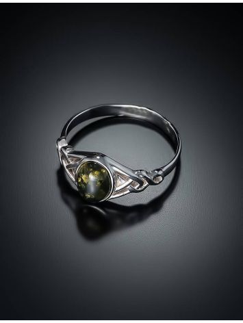 Romantic Silver Ring With Green Amber The Freya, Ring Size: 5 / 15.5, image , picture 2