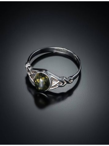 Romantic Silver Ring With Green Amber The Freya, Ring Size: 11 / 20.5, image , picture 2