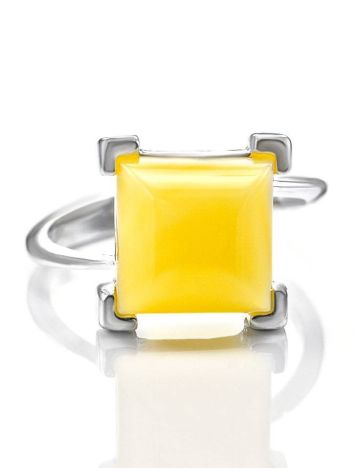 Geometric Amber Ring In Sterling Silver The Athena, Ring Size: 5.5 / 16, image , picture 4