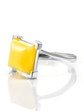 Geometric Amber Ring In Sterling Silver The Athena, Ring Size: 5.5 / 16, image , picture 5