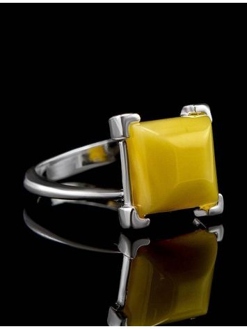 Geometric Amber Ring In Sterling Silver The Athena, Ring Size: 5.5 / 16, image , picture 2