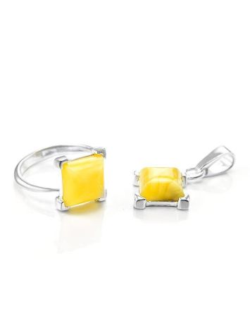 Geometric Amber Ring In Sterling Silver The Athena, Ring Size: 12 / 21.5, image , picture 6