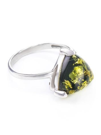 Elegant Green Amber Ring In Sterling Silver The Etude, Ring Size: 13 / 22, image 