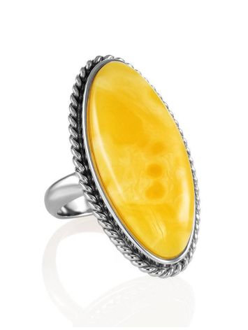 Gorgeous Honey Amber Ring In Sterling Silver The Glow, Ring Size: 8.5 / 18.5, image 