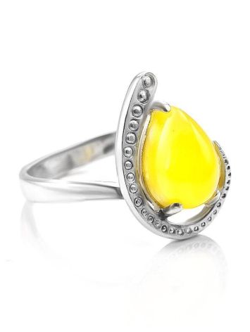 Silver Amber Ring The Acapulco, Ring Size: 5.5 / 16, image 