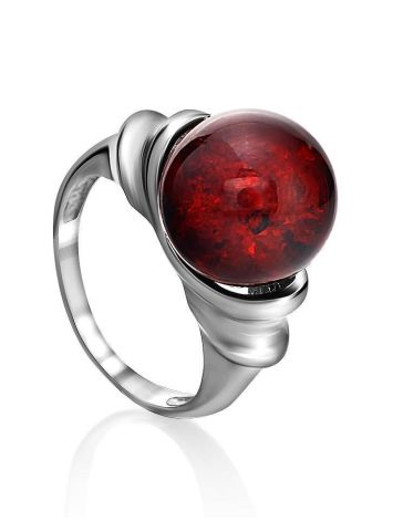 Sterling Silver Ring With Cherry Amber The Saturn, Ring Size: 10 / 20, image 