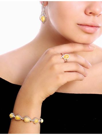 Honey Amber Ring In Sterling Silver The Fiori, Ring Size: 11.5 / 21, image , picture 2