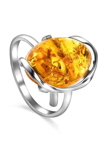 Adjustable Amber Ring In Sterling Silver The Vivaldi, Ring Size: Adjustable, image 