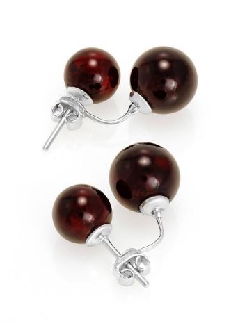 Cherry Amber Stud Earrings In Sterling Silver The Paris, image 