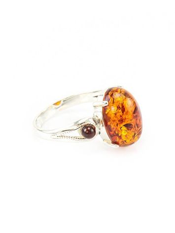 Oval Silver Ring With Cognac Amber The Prussia, Ring Size: 6 / 16.5, image 