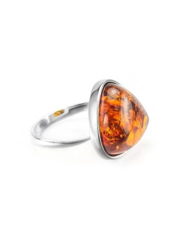 Triangle Silver Ring With Cognac Amber The Astoria, Ring Size: 11.5 / 21, image 