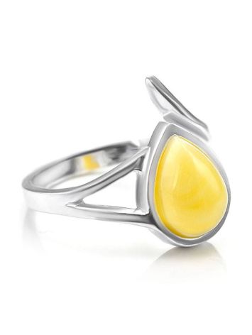 Honey Amber Ring In Sterling Silver The Fiori, Ring Size: 11.5 / 21, image 
