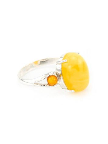 Bright Honey Amber Ring In Sterling Silver The Prussia, Ring Size: 11.5 / 21, image 
