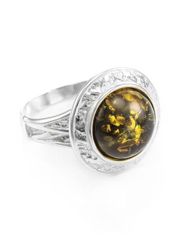 Cocktail Ring In Sterling Silver With Bright Green Amber The Hermitage, Ring Size: 13 / 22, image 