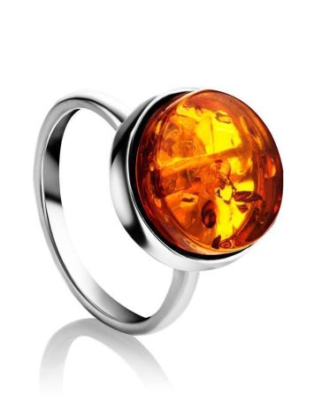 Sterling Silver Ring With Lemon Amber The Furor, Ring Size: Adjustable, image 