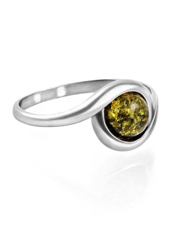 Charming Silver Ring With Green Amber The Berry, Ring Size: 8 / 18, image 