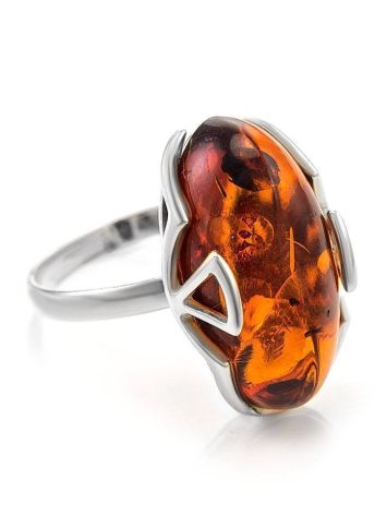 Cognac Amber Ring In Sterling Silver The Rendezvous, Ring Size: 13 / 22, image 