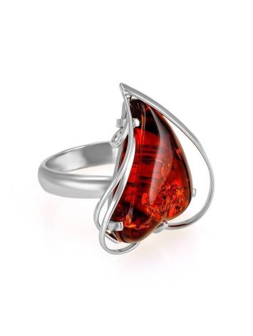 Adjustable Silver Ring With Cognac Amber The Rialto, Ring Size: Adjustable, image 