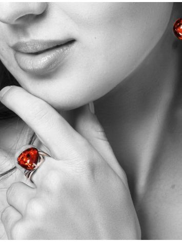 Sterling Silver Ring With Cognac Amber The Acapulco, Ring Size: 11.5 / 21, image , picture 3