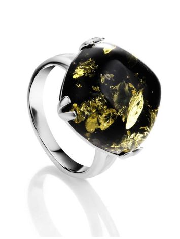 Green Amber Ring In Sterling Silver The Byzantium, Ring Size: 11.5 / 21, image 