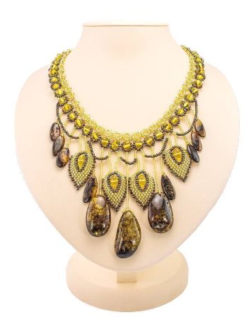 Multicolor Amber Necklace With Yellow Glass Beads The Fable, image 