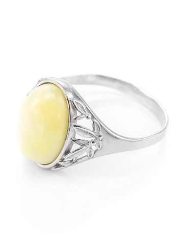 Oval Amber Ring In Sterling Silver The Carmen, Ring Size: 13 / 22, image , picture 5