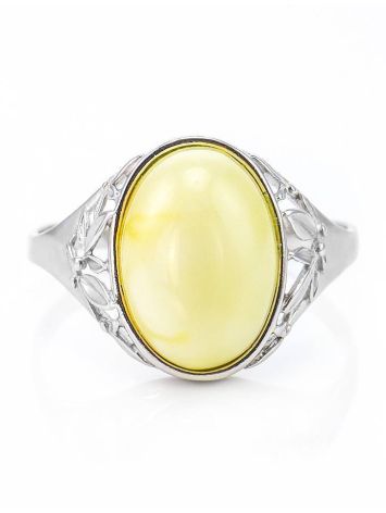 Oval Amber Ring In Sterling Silver The Carmen, Ring Size: 13 / 22, image , picture 4