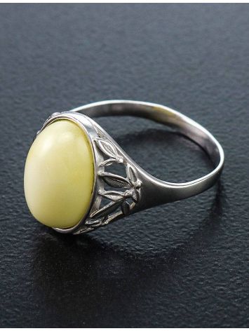 Oval Amber Ring In Sterling Silver The Carmen, Ring Size: 5.5 / 16, image , picture 2