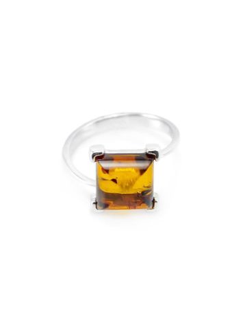 Sterling Silver Ring With Square Amber Stone The Athena, Ring Size: 6.5 / 17, image , picture 3