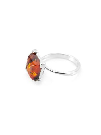 Sterling Silver Ring With Square Amber Stone The Athena, Ring Size: 6.5 / 17, image , picture 4