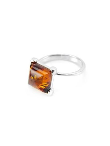 Sterling Silver Ring With Square Amber Stone The Athena, Ring Size: 11.5 / 21, image , picture 5