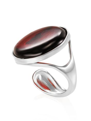 Bright Cherry Amber Ring In Sterling Silver The Glow, Ring Size: Adjustable, image , picture 4