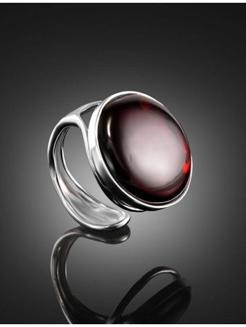 Bright Cherry Amber Ring In Sterling Silver The Glow, Ring Size: Adjustable, image , picture 2