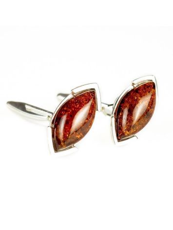 Amber Cufflinks In Sterling Silver The Petal, image , picture 3