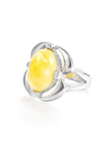 Sterling Silver Ring With Oval Cut Amber The Violet, Ring Size: 6.5 / 17, image , picture 3