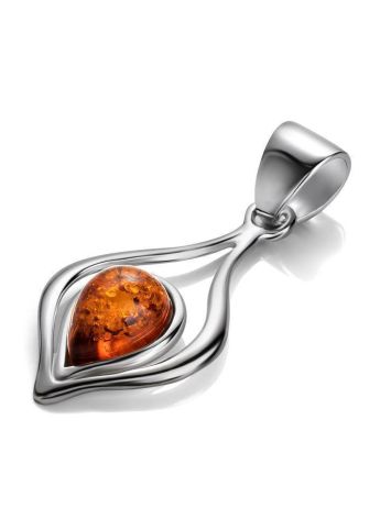Cognac Amber Pendant In Sterling Silver the Fiori, image , picture 3