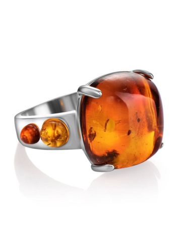 Cognac Amber Ring In Sterling Silver The Prussia, Ring Size: 5.5 / 16, image , picture 3