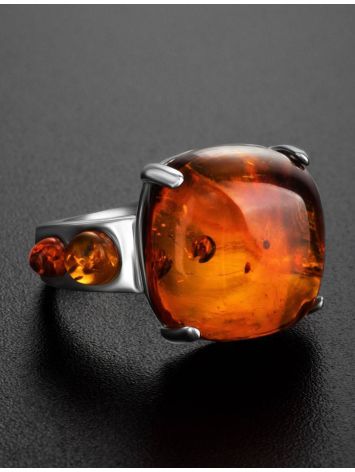 Cognac Amber Ring In Sterling Silver The Prussia, Ring Size: 5.5 / 16, image , picture 2