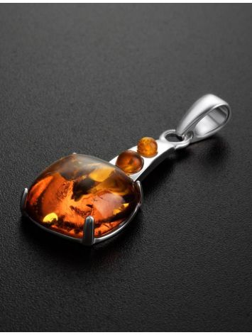 Dazzling Cognac Amber Pendant In Sterling Silver The Prussia, image , picture 2