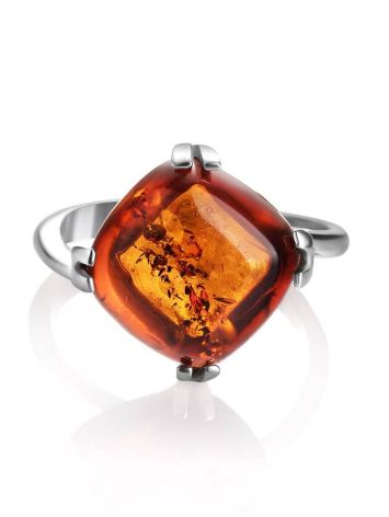 Cognac Amber Ring In Sterling Silver The Byzantium, Ring Size: 5.5 / 16, image , picture 5