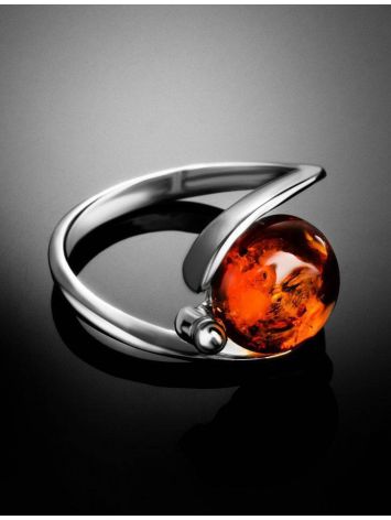 Round Amber Ring In Sterling Silver The Sphere, Ring Size: 11 / 20.5, image , picture 2