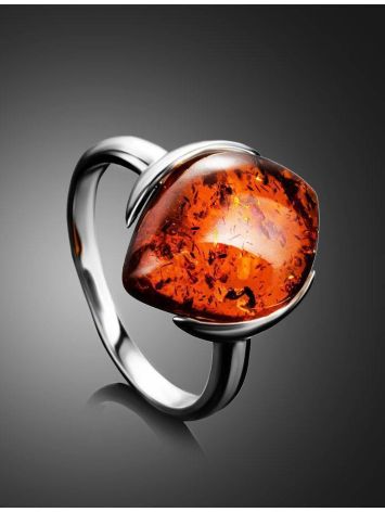 Cognac Amber Ring In Sterling Silver The Cat's Eye, Ring Size: 5.5 / 16, image , picture 2