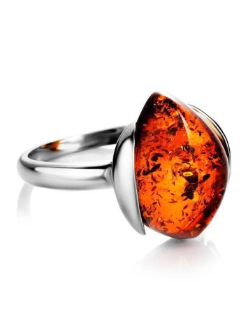 Cognac Amber Ring In Sterling Silver The Cat's Eye, Ring Size: 5.5 / 16, image , picture 3
